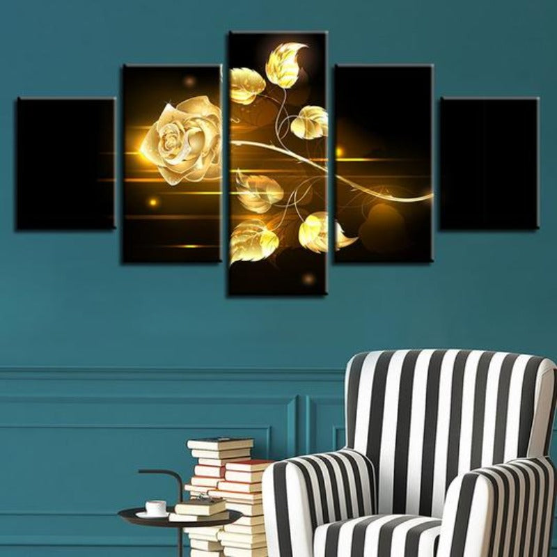 Golden Rose - Leinwand Wandkunst Gemälde