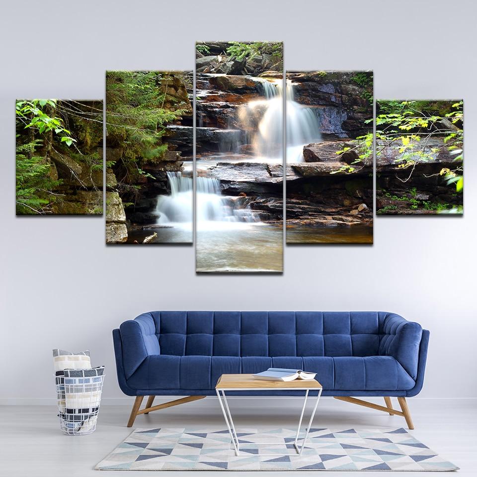 Schönes Wasserfall - Leinwand Wandkunst Gemälde