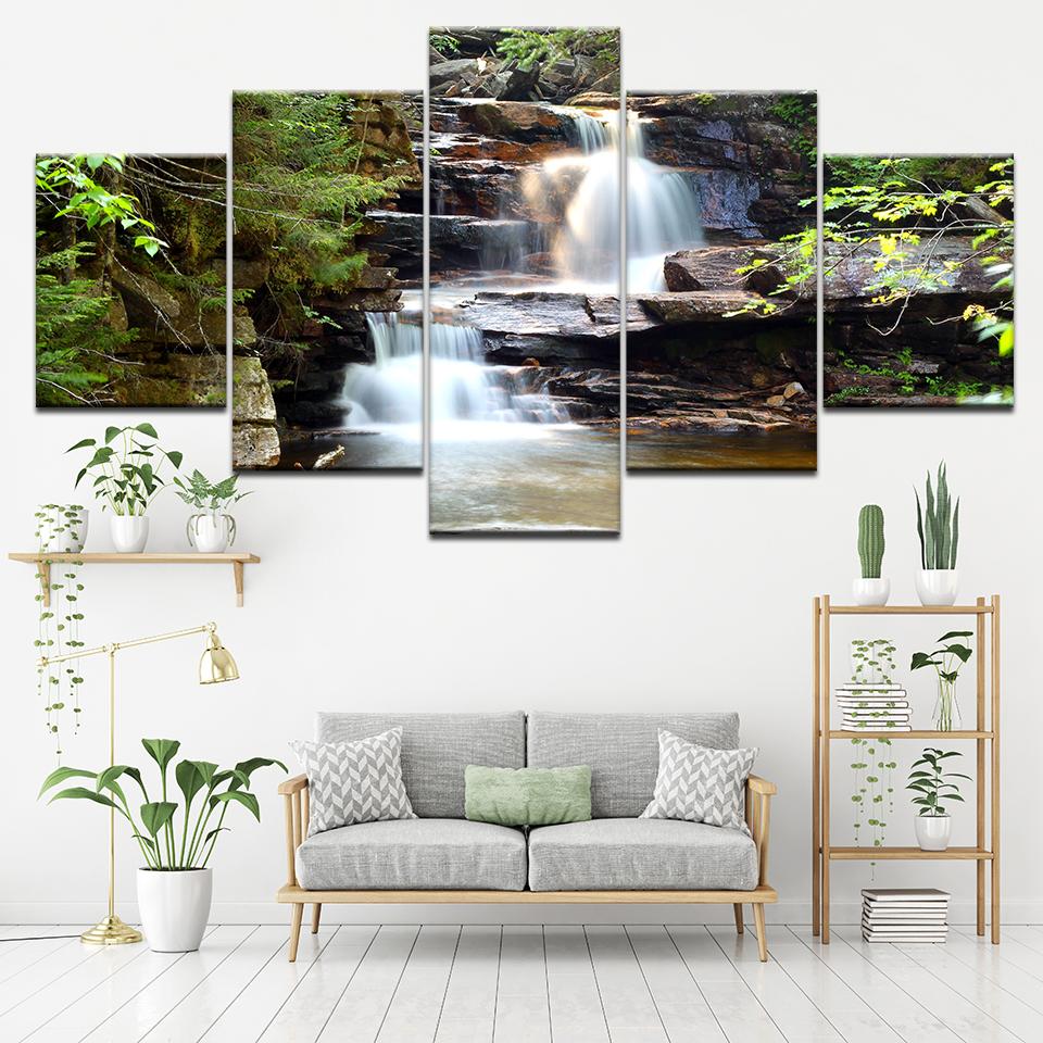 Schönes Wasserfall - Leinwand Wandkunst Gemälde