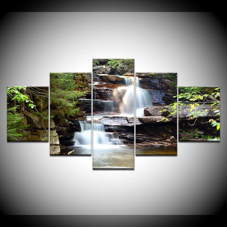 Schönes Wasserfall - Leinwand Wandkunst Gemälde