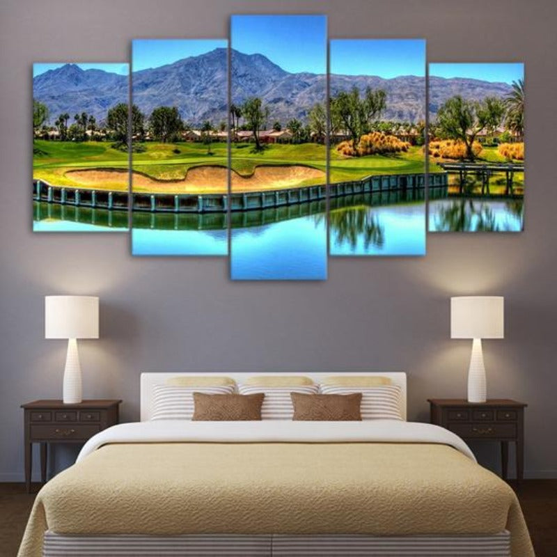 Berg Golfplatz - Leinwand Wandkunst Gemälde