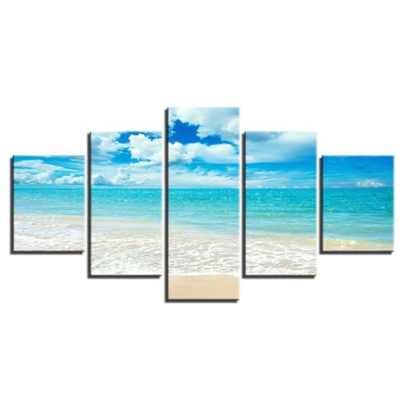 Blaue Meereswellen Am Strand - Leinwand Wandkunstmalerei