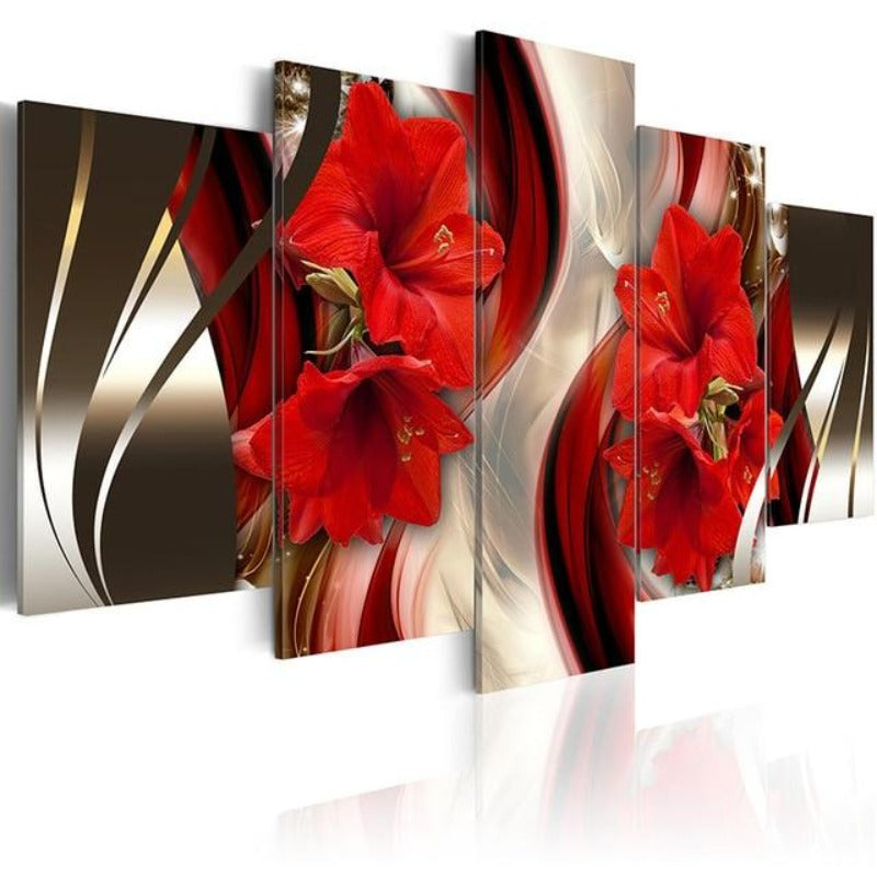 Blumenlilie - 5-teilige Leinwand Wandkunstmalerei | Perfekt für Naturliebhaber
