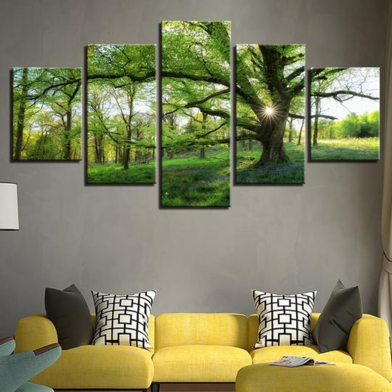 Grüne Bäume Wald - Leinwand Wandkunst Malerei