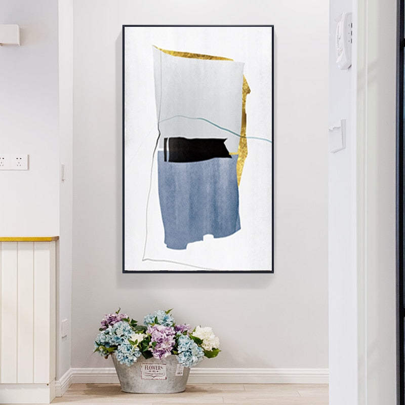 Blaues Goldmarmormuster - Leinwand Wandkunst Gemälde
