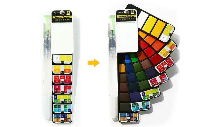 Aquarellfarben Set mit Wasserpinsel & Pigment | Brehn