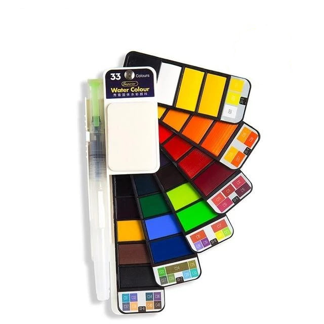 Aquarellfarben Set mit Wasserpinsel & Pigment | Brehn