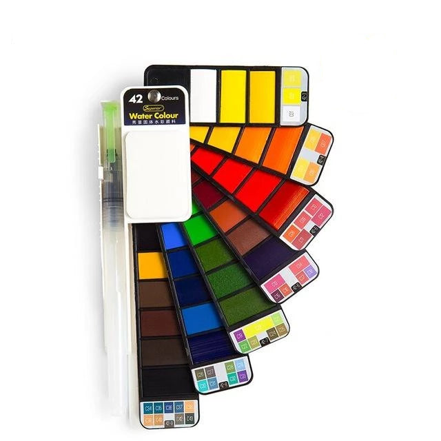 Aquarellfarben Set mit Wasserpinsel & Pigment | Brehn