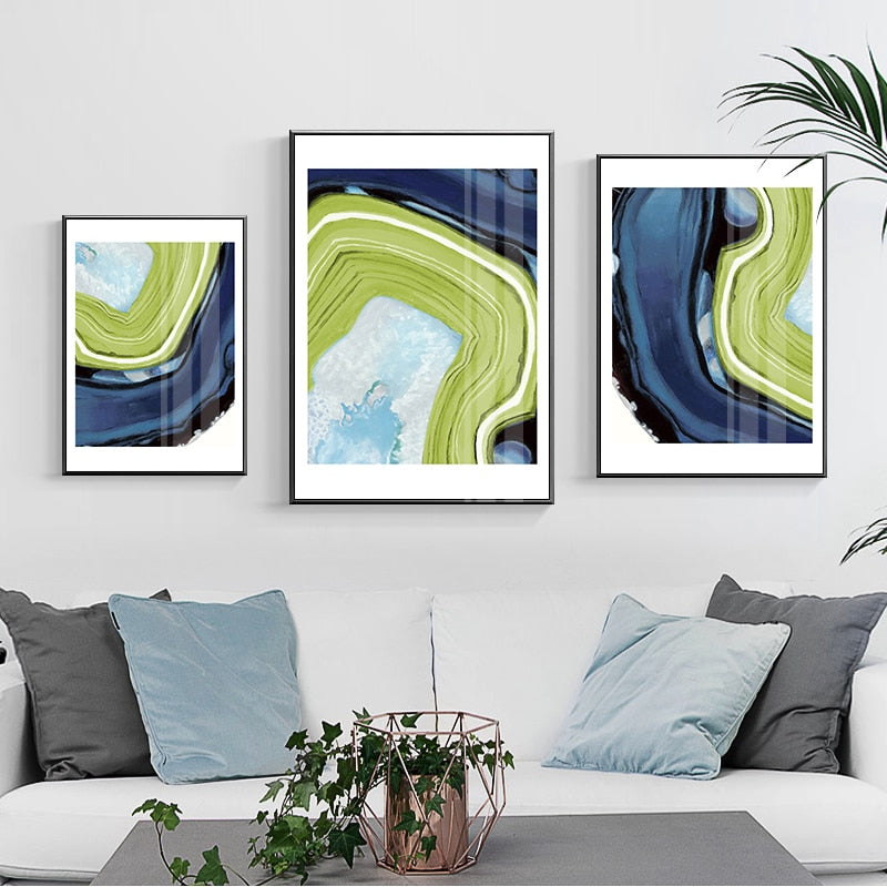 Abstract Blau Grün Marmor - Canvas Wandkunst Gemälde