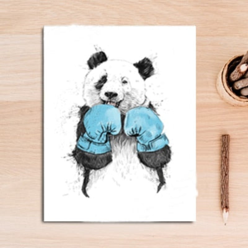 Lustiger Boxen Panda Tier Banksy - Leinwand Wandkunst Malerei