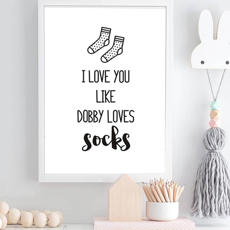 Ich liebe dich Kinderzimmer Drucke Dekor Socken - Leinwand Wandkunst Malerei