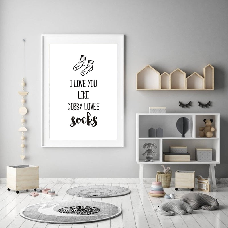 Ich liebe dich Kinderzimmer Drucke Dekor Socken - Leinwand Wandkunst Malerei
