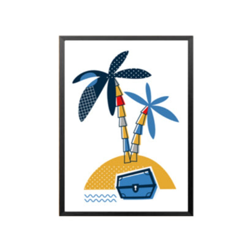 Blauer Piratensegelboot - Leinwand Wandkunst Gemälde
