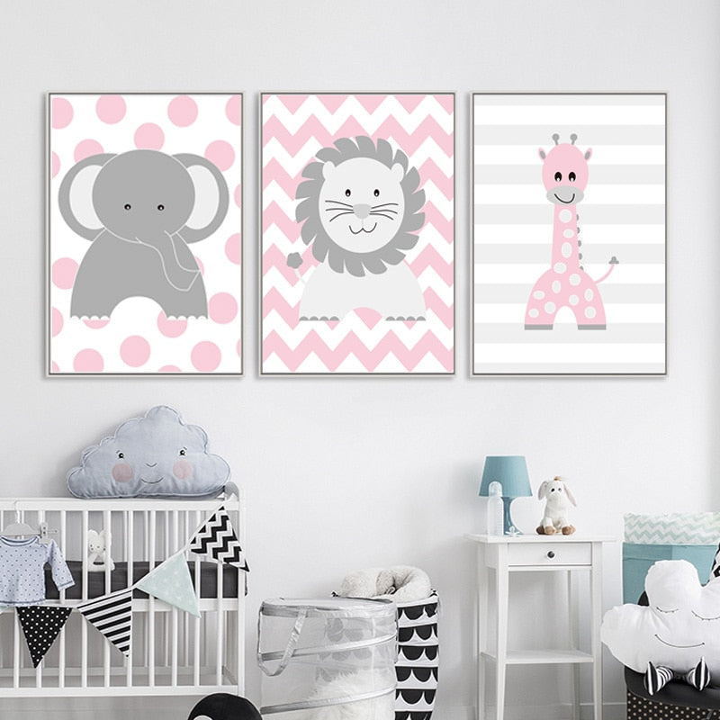 Süße Cartoon Tiere - Leinwand Wandkunst Malerei