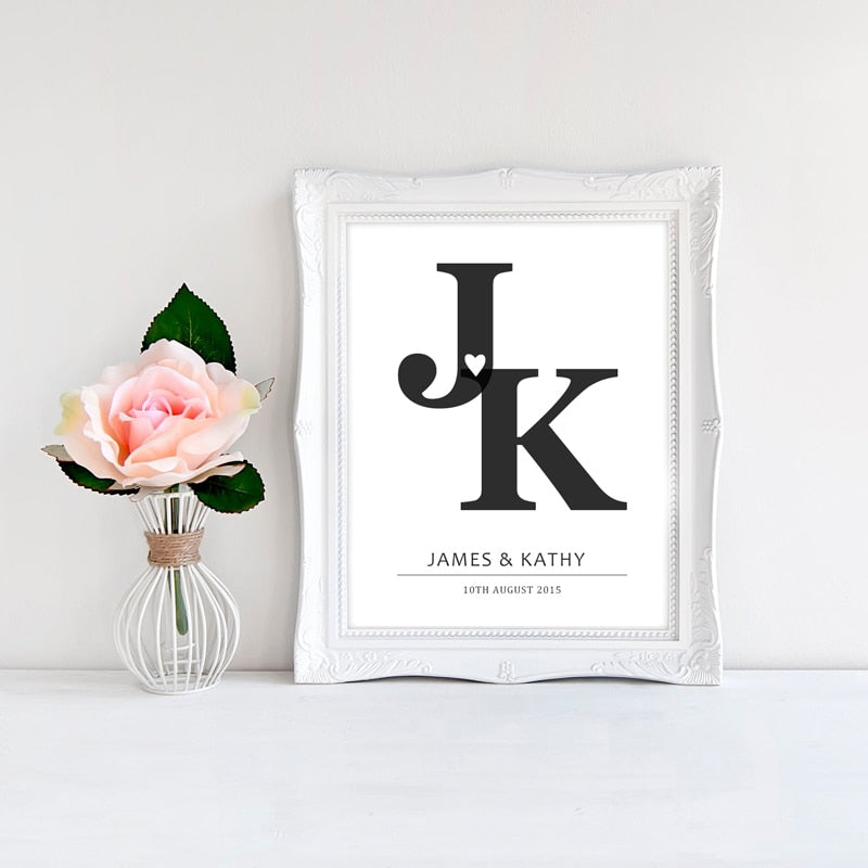 Personalisierte Initialen Druck Jubiläum - Canvas Wandkunst Gemälde
