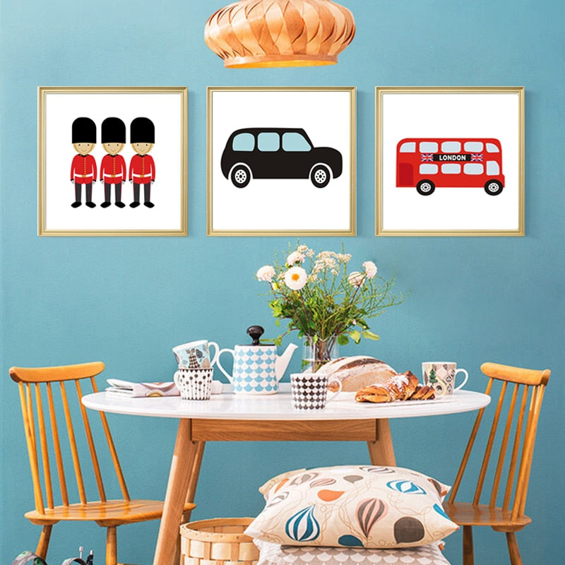 London Bus Thema Kinderzimmer Dekor - Leinwand Wandkunst Malerei