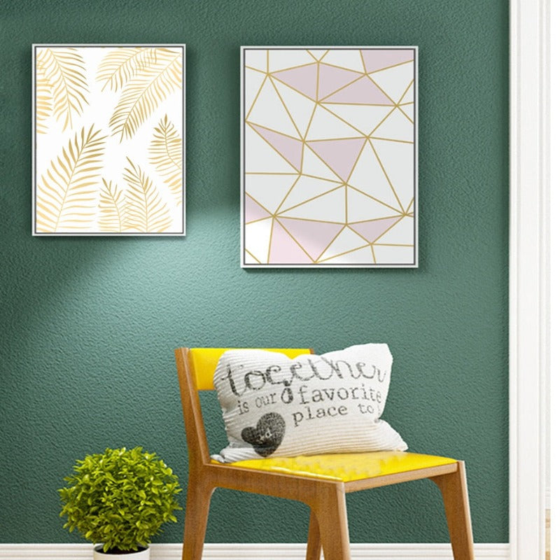 Geometrische Blätter Ananas - Leinwand Wandkunst Malerei