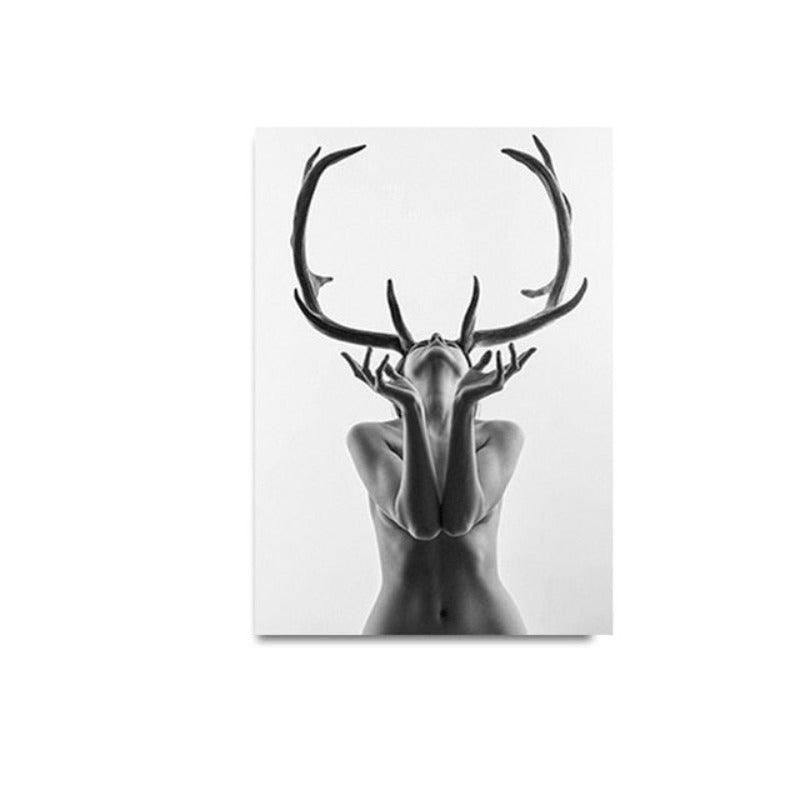 Antlers Frauen - Leinwand Wandkunst Gemälde