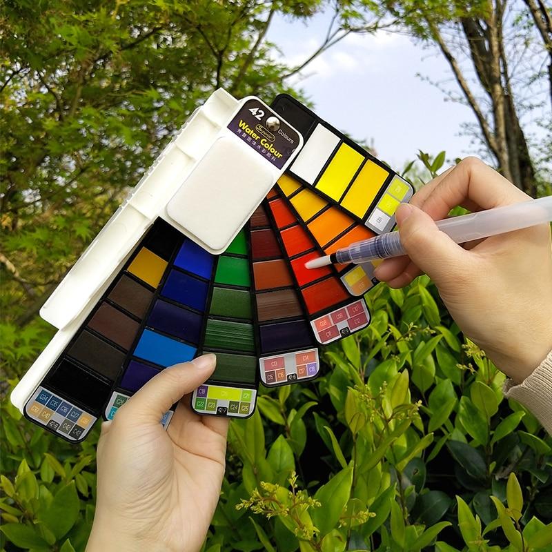 Aquarellfarben Set mit Wasserpinsel & Pigment | Brehn