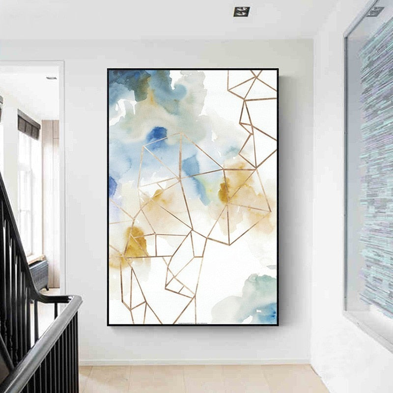 Abstraktes Aquarell Geometrisches Muster - Leinwand Wandkunst Gemälde