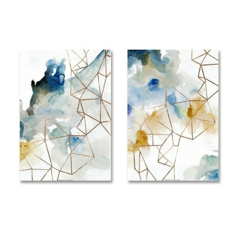 Abstraktes Aquarell Geometrisches Muster - Leinwand Wandkunst Gemälde