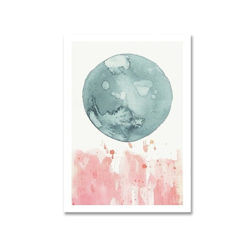 Abstrakte Aquarell Rosa Blau - Leinwand Wandkunst Gemälde
