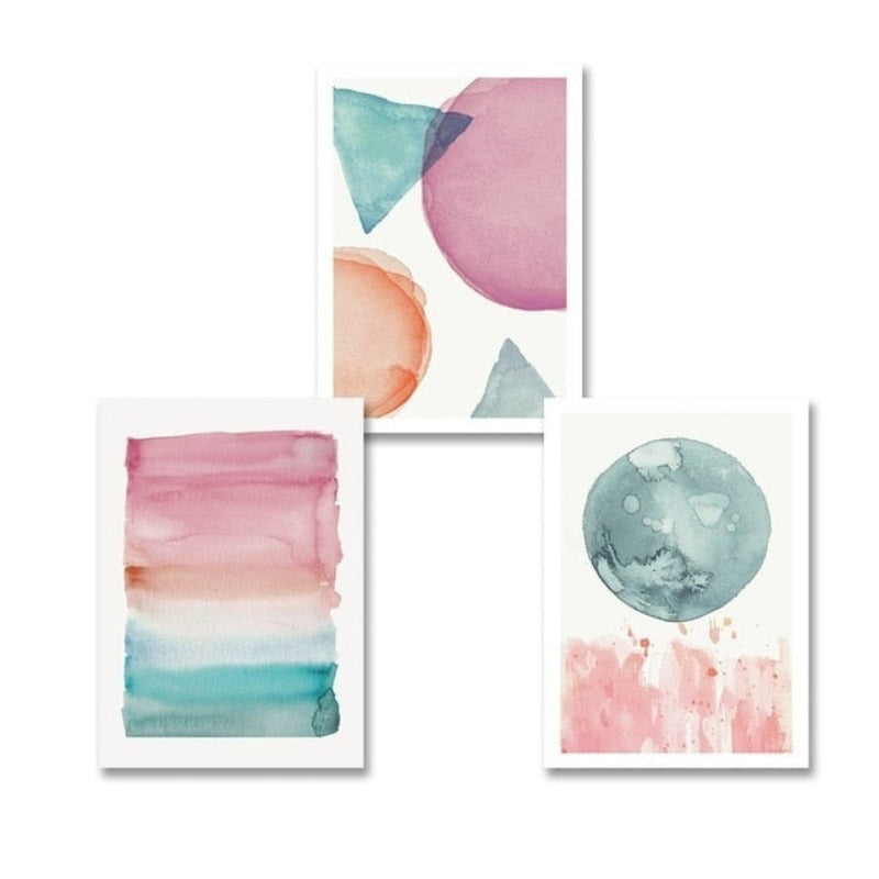 Abstrakte Aquarell Rosa Blau - Leinwand Wandkunst Gemälde