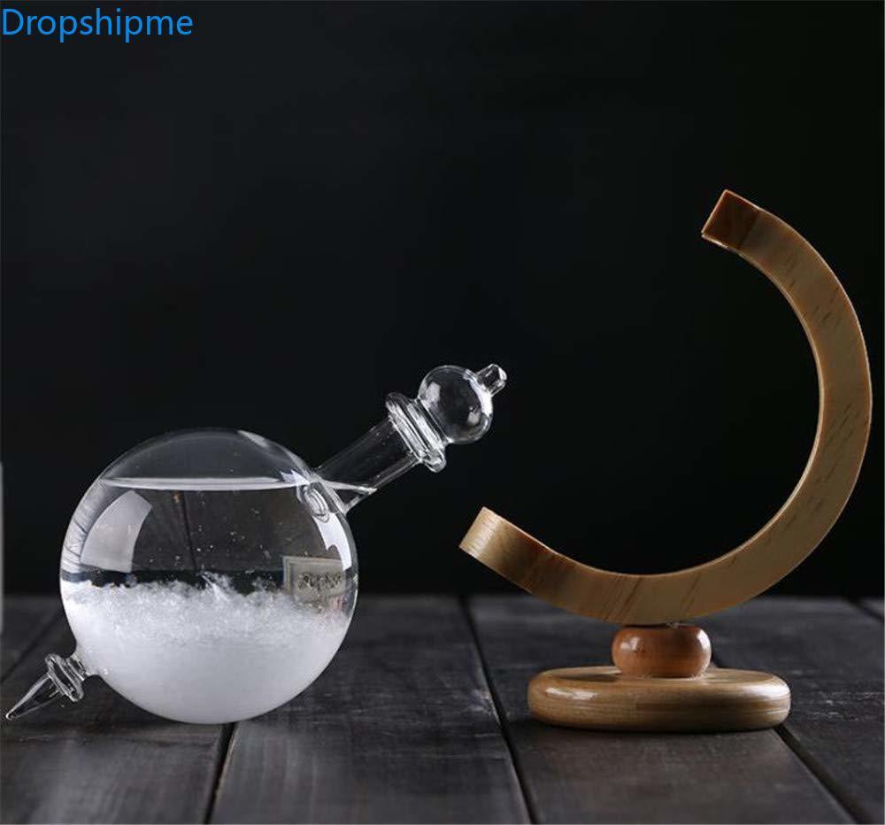 Brehn | Sturmglas Wettervorhersage Flasche Kristall Schreibtisch Barometer mit Holzsockel