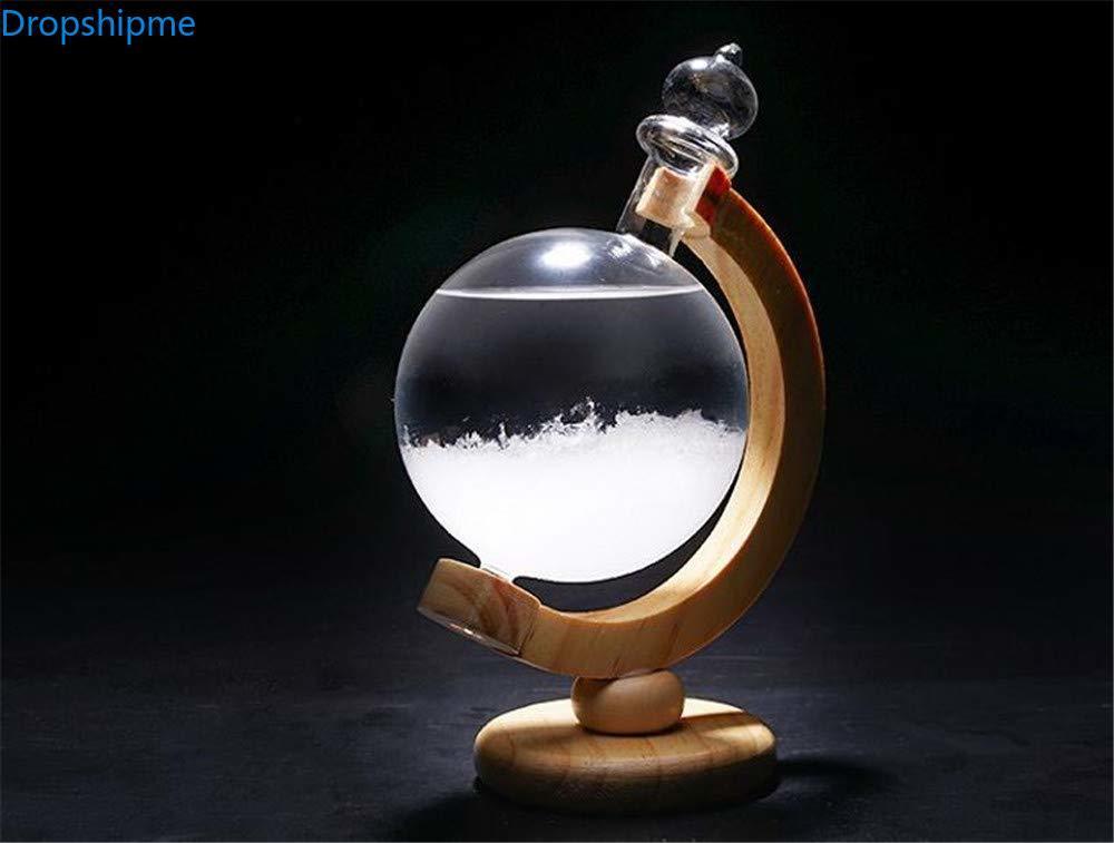 Brehn | Sturmglas Wettervorhersage Flasche Kristall Schreibtisch Barometer mit Holzsockel