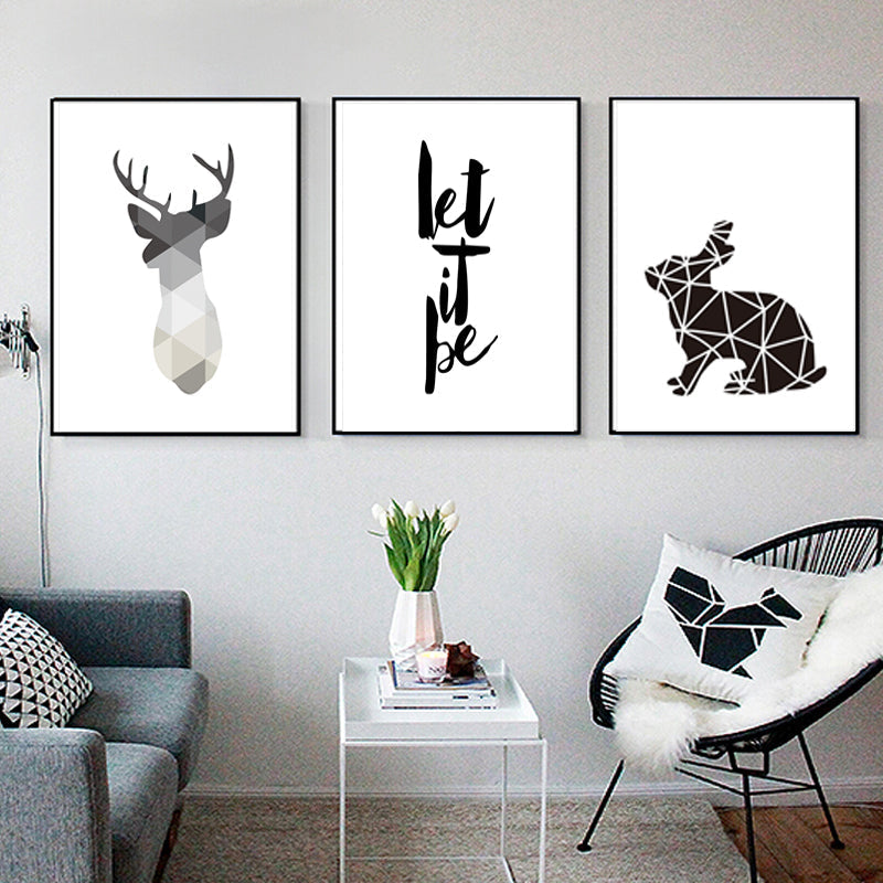 Minimalistische Geometrische Hirsch - Leinwand Wandkunst Malerei