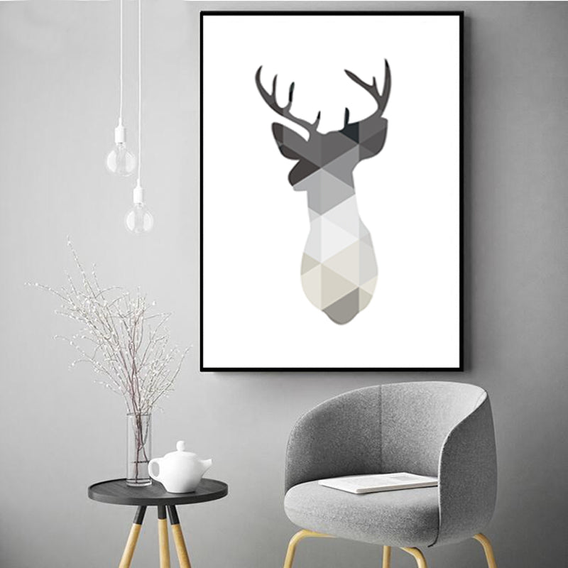 Minimalistische Geometrische Hirsch - Leinwand Wandkunst Malerei