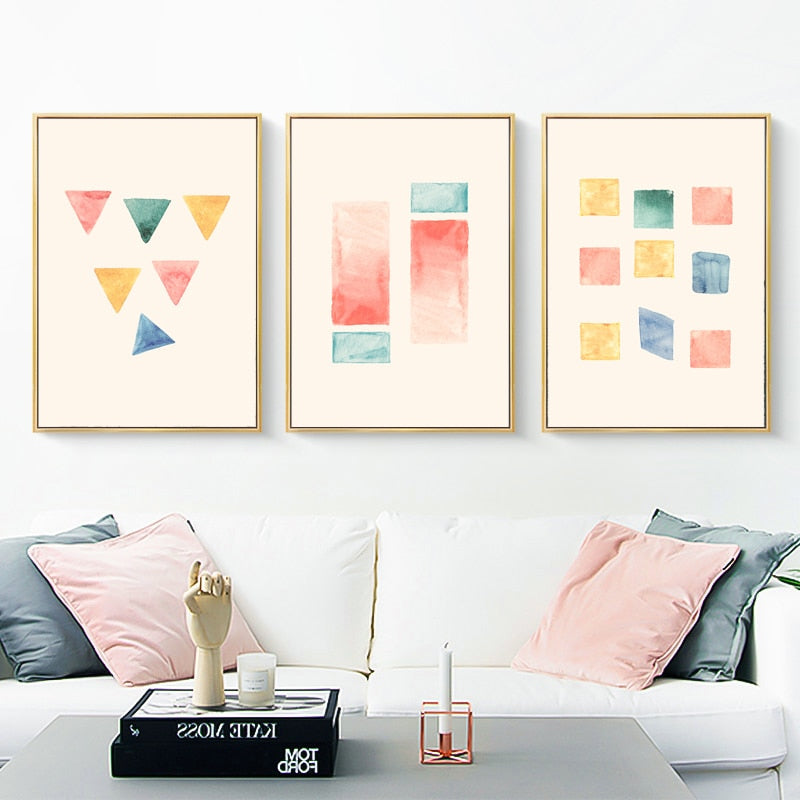 Geometrische Aquarelldrucke Poster - Leinwand Wandkunst Malerei