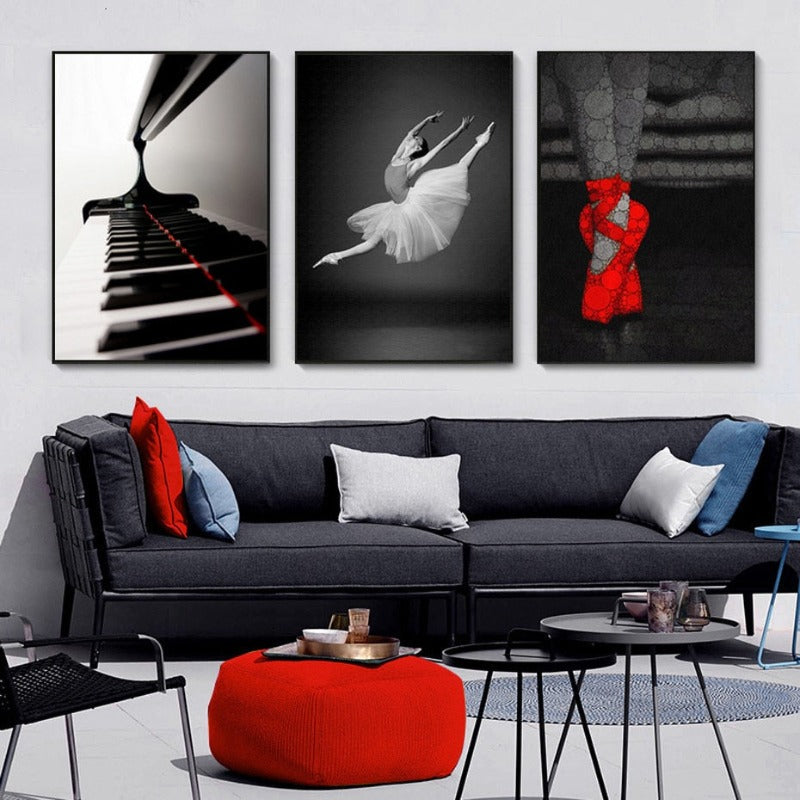 Schwarz und Weiß Ballett - Leinwand Wandkunstgemälde