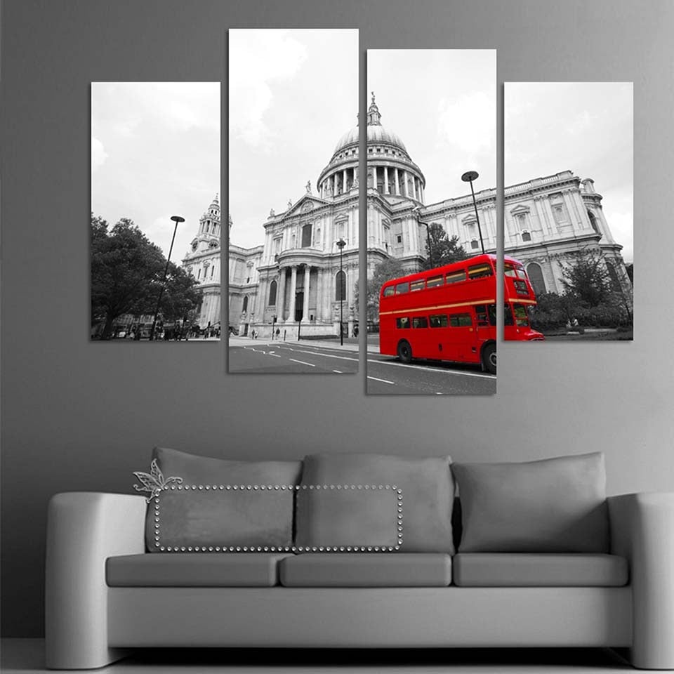 London Red Bus - Leinwand Wandkunst Gemälde