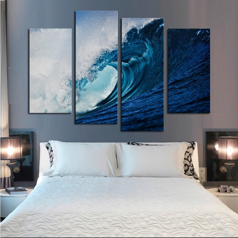 Große Blaue Meerwellen - Leinwand Wandkunst Malerei