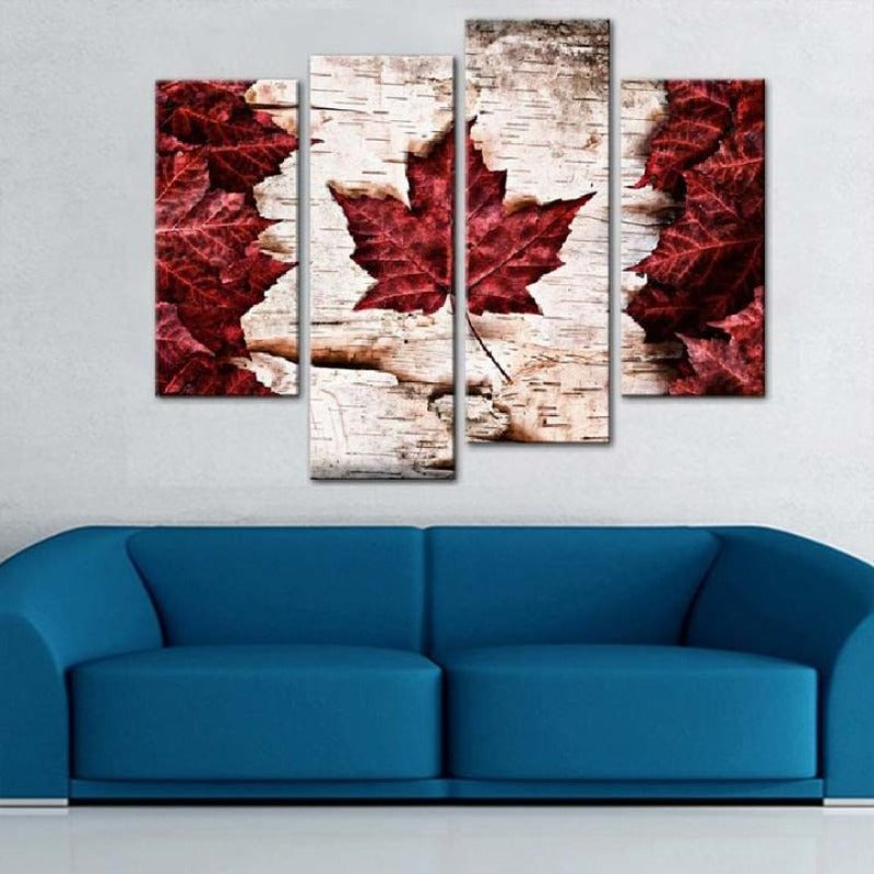 Kanada Flagge Ahornblätter - Leinwand Wandkunst Gemälde
