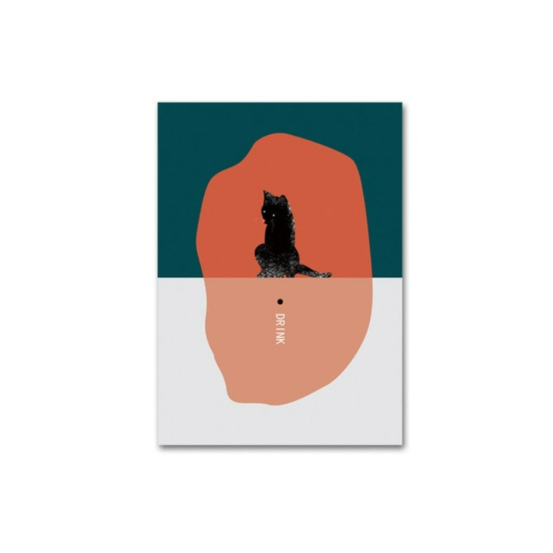 Cat Trinken Kaffee-Canvas Wandkunst Gemälde