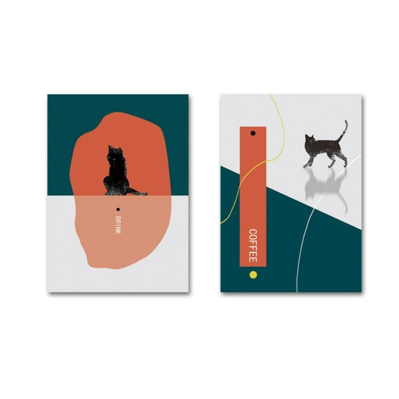 Cat Trinken Kaffee-Canvas Wandkunst Gemälde