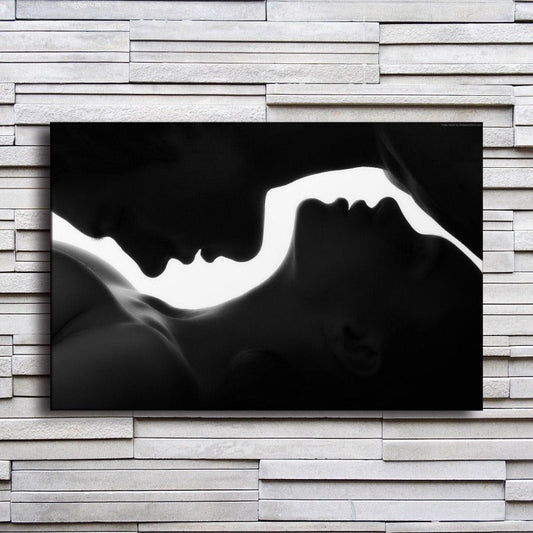 Mann- und Frauensilhouette - Leinwand Wandkunst Gemälde