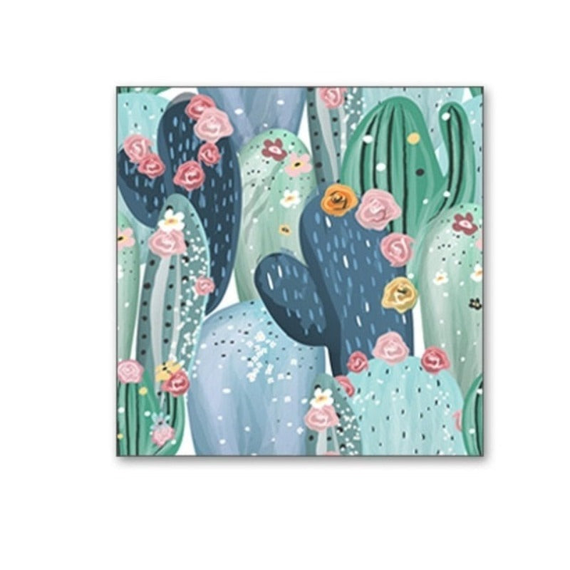 Cactus Floral - Leinwand Wandkunst Malerei