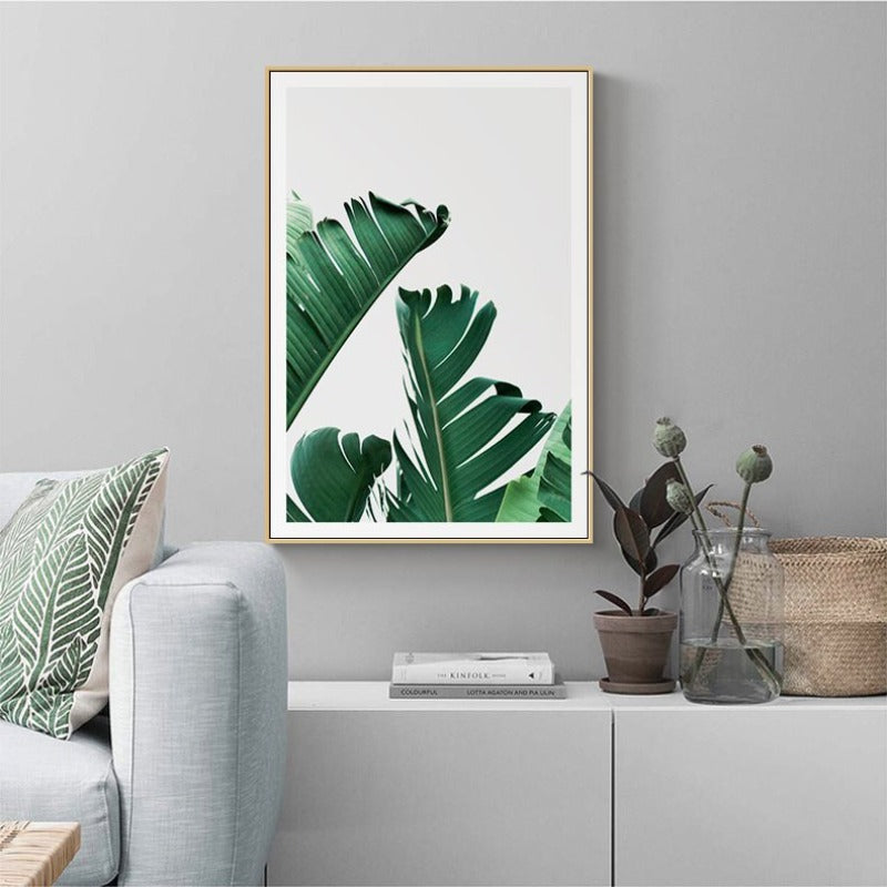 Grüne tropische Blätter - Leinwand Wandkunst Gemälde