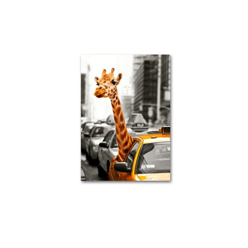Car City Giraffe - Leinwand Wandkunst Malerei