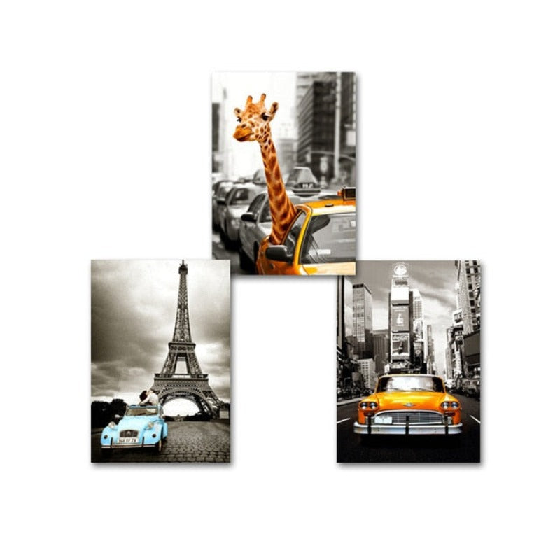 Car City Giraffe - Leinwand Wandkunst Malerei