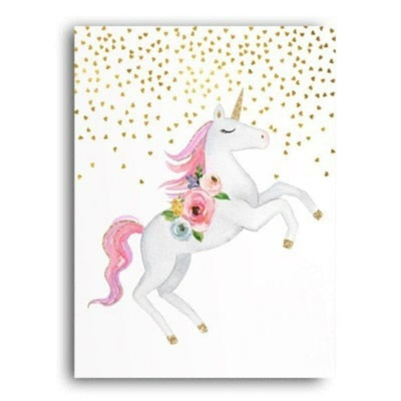 Cartoon Einhorn Leinwandmalereien - Leinwand Wandkunstmalerei