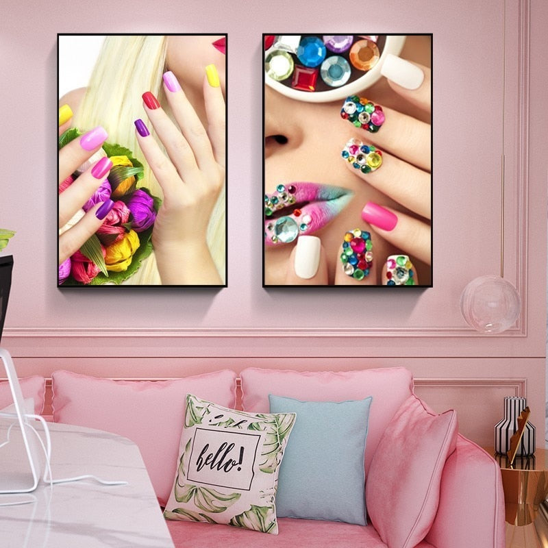 Fashion Schönheit Make Up Nagel Mädchen - Leinwand Wandkunst Malerei