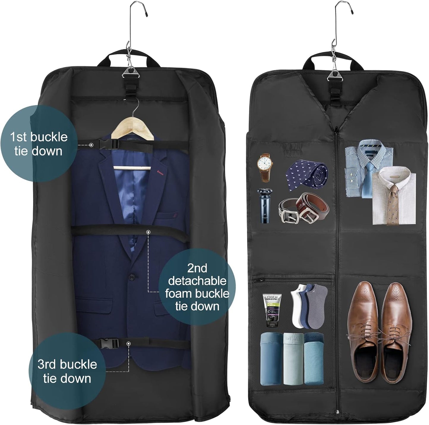Faltbare wasserdichte Reise-Garderoben-Tasche – Handgepäck-Anzug-Organizer mit Riemen | Brehn