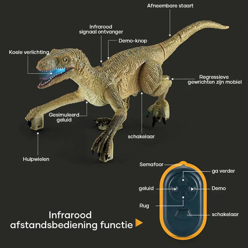 Raptorrush Velociraptor – Ferngesteuertes Dinosaurier-Spielzeug mit Licht, Sound und realistischen Bewegungen