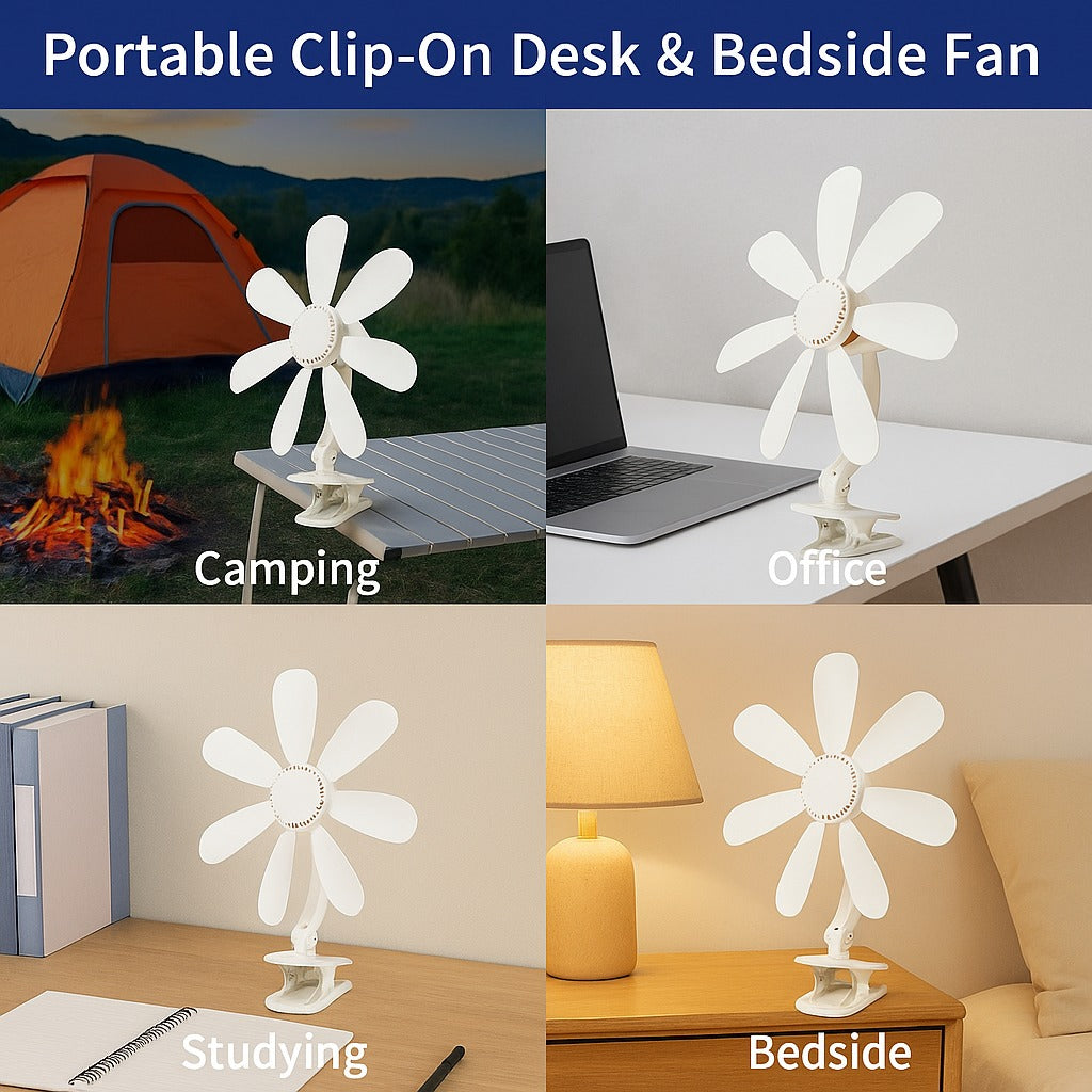 PortaBrehne Clip-On Tisch- & Nachttischventilator