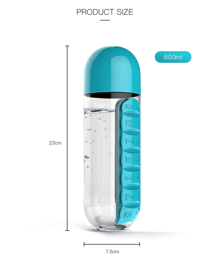 Wasserflasche täglicher Pillenorganisator