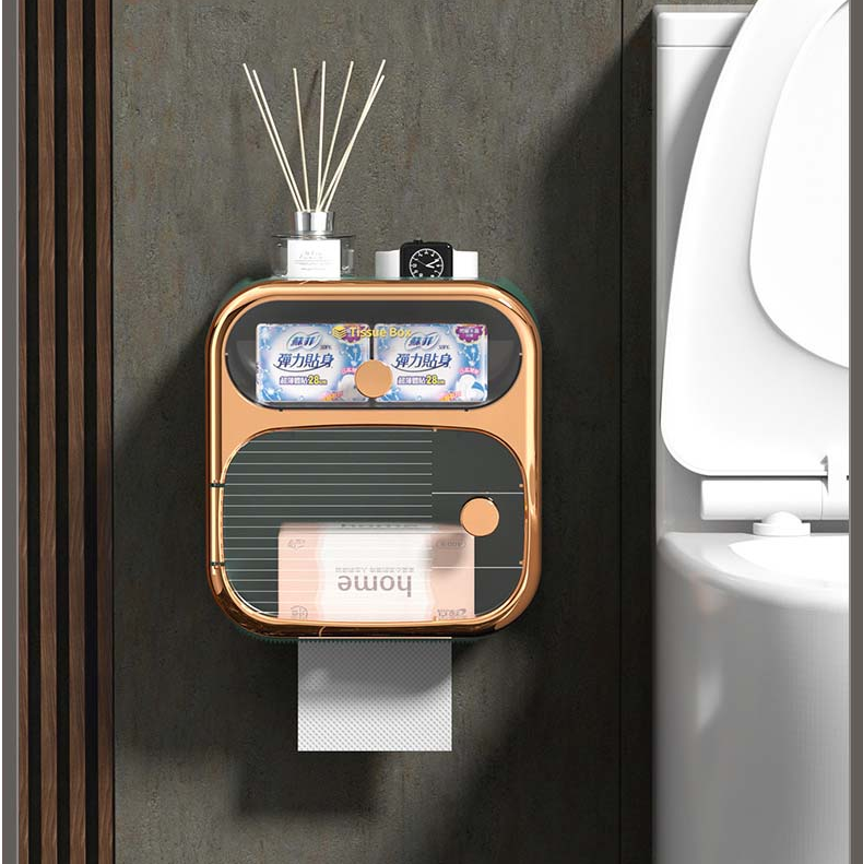 Brehn | MultiBox wandmontierte Toilettenpapier Handtuch Aufbewahrungsbox